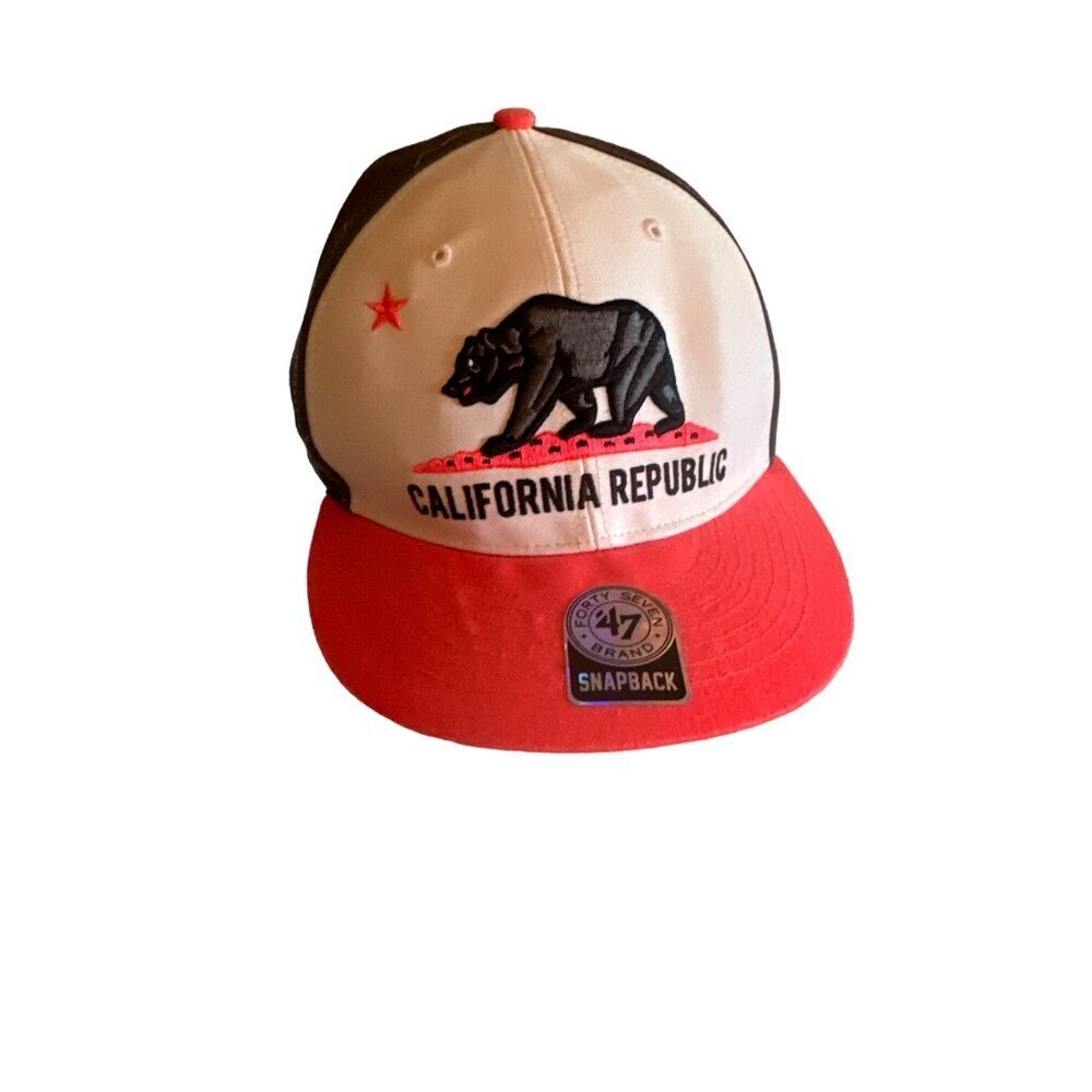 California Republic Black Bear Embroidered Trucker Snapback‎ Hat Cap Adjustable